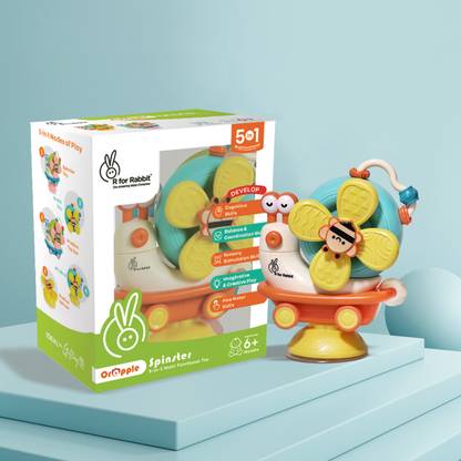 R for Rabbit Orapple Spinster for Kids/Baby | 5 in 1 Multipurpose Interactive Play Bath Toy