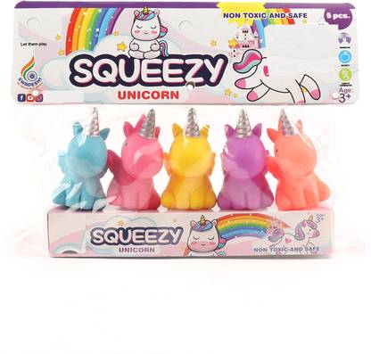 zokato Squeezy Bath Toys Unicorn Pack Of 5 - Multicolour Bath Toy
