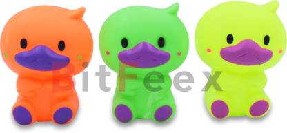 BitFeex Chu Chu Squeezy Duck Toys Squeeze Noise Good As Baby Bath Toys Pack of 3 pcs Bath Toy