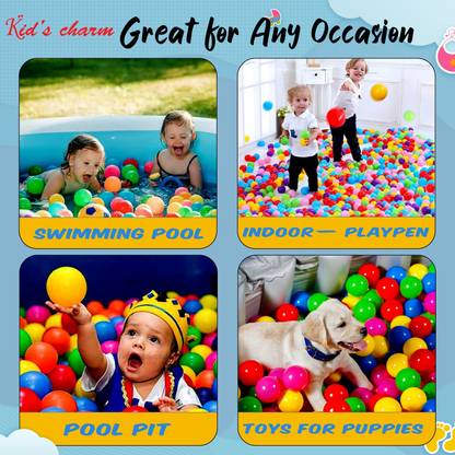 Kid's Charm 8cm Soft Plastic Balls, Non-Toxic, Safe for Kids, Multicolour (24 Pcs) Bath Toy
