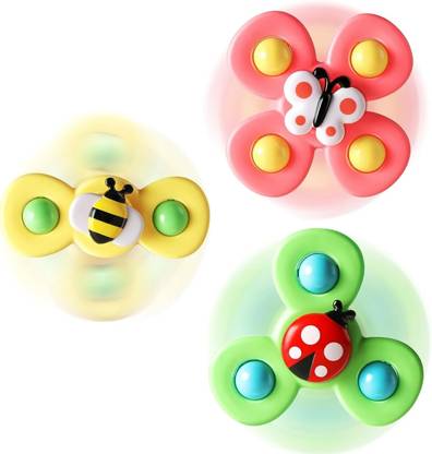 VikriDa Toddler Bath Toys 3 Pcs Suction Spinner Toys for Fun Bath Time Bath Toy