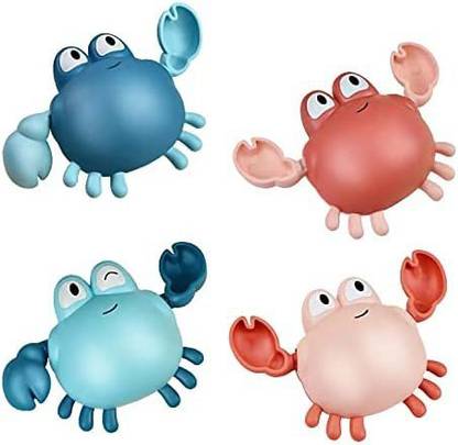 KolorFish Bath Toys Wind up Swimming Crab Baby Bathtub Floating (Multi-Colors 4 Pcs) Bath Toy