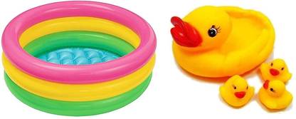 littlewish combo of baby bath duck pool and also duck family soft chu chu toy Bath Toy