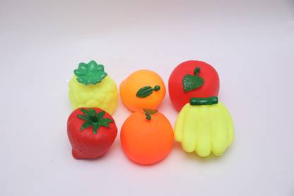 Wee Care Fruits Pack of 6PCS Chu Chu Toy Squeezy Toy Bath Toy