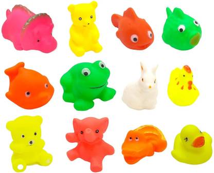 Dorytoys Baby Bath Toy Set of 12 Pcs Chu Chu Colorful Animal Shape Toy Bath Toy