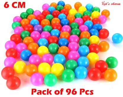 Kid's Charm 96 Premium Plastic Balls Multicolour 6CM Baby Balls for Pool Pit/Ocean Ball Bath Toy