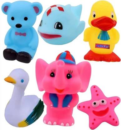 Khatushyam Non Toxic BPA Free Soft Baby Bath Toy Cute Animal Toys Rubber Bathing Toy Bath Toy