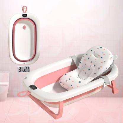 Safe-o-kid Baby Bath Tub with 1 Year Warranty, Cushion Support, Digital Meter & Drain Plug
