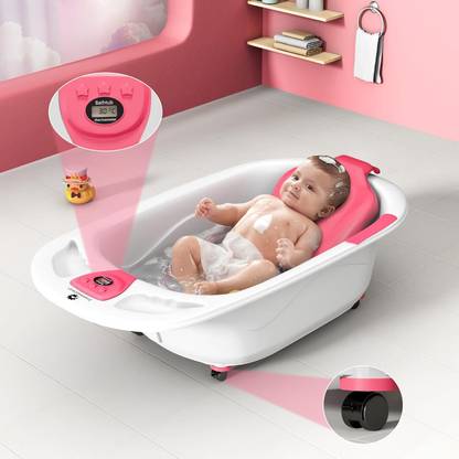 StarAndDaisy Baby Bath Tub, New Born Baby Bathtub with Bath Seat & Temperature Sensor