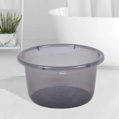HOMESTIC by Kuber Industries Multipurpose Tub for Bathroom-Feeding Pan-Bathing|25 LTR|Transparent Gray
