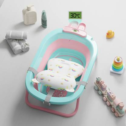 Lifelong LLBBT01 Baby Bath Tub for 0-3 Years with Padded Cushion & Thermometer