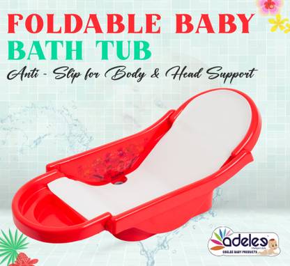 ODELEE Foldable Baby Bath Tub Smooth Edges Anti-Slip Foam for Body & Head Support