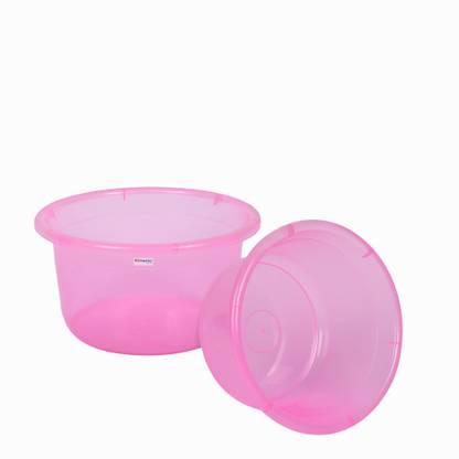 HOMESTIC by Kuber Industries Durable Deep Bath Tub|Versatile Feeding Pan,26 Litre,Pack of 2 (Pink)