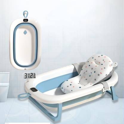 Safe-o-kid Baby Bath Tub With Digital Meter Cushion Support Foldable Travel Friendly