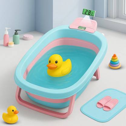 Little Olive Baby Bath Tub with Temperature Display | Foldable & Anti-Slip Design | 0-3 Years