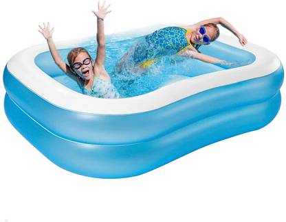 OUTO 7 Ft Rectangular Inflatable Pool with Electric Pump Swimming Bathtub for Outdoor