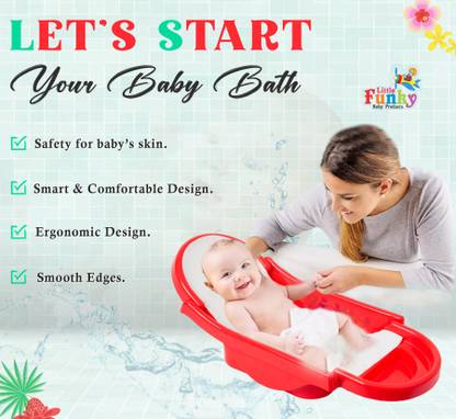Little Funky Sunbaby Foldable Baby Bathtub Anti-Slip Foam for Body & Head Support, Age 0-6 M