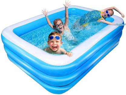 OUTO 8.5 Feet Rectangular Inflatable Pool with Electric Pump Swimming Bathtub for Kid