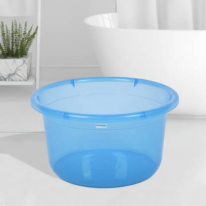 HOMESTIC by Kuber Industries Multipurpose Bath Tub for Bathroom-Feeding Pan-Bathing|25 LTR|Transparent Blue