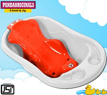 Pandaoriginals Bath Tub and Bath Sling Combo with Soap Case & Drainer| Safest For Your Child