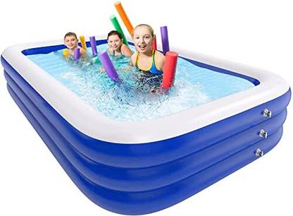 SYGA Rectangular Family Swimming Pool Inflatable Tub Kiddie Pool 3 Layer