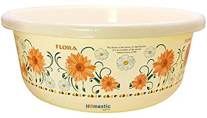 HOMESTIC by Kuber Industries Floral Print Unbreakable Plastic Multipurpose Bath Tub 40 LTR (Cream)