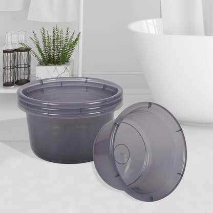 KUBER INDUSTRIES Multipurpose Tub for Bathroom-Feeding Pan|25 LTR|Pack of 4|Transparent Gray