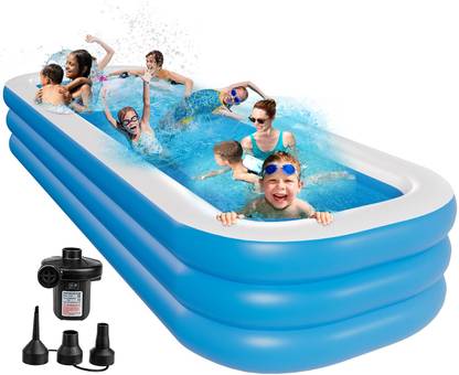 P for Pogu 10 Feet Rectangular Inflatable Pool with Electric Pump Swimming Bathtub for Kids