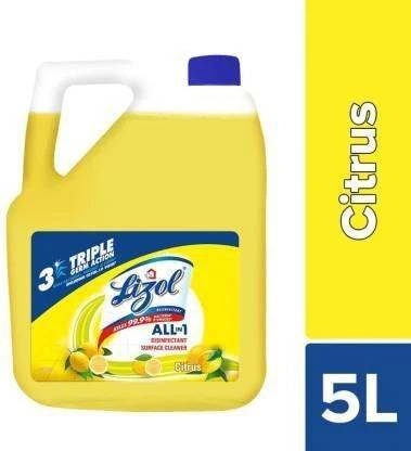 Lizol Disinfectant Surface Cleaner Citrus (5 L) Citrus
