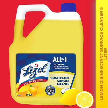 Lizol 5 Litre - Disinfectant Surface & Floor Cleaner Liquid | Suitable for All Floor Lemon 1