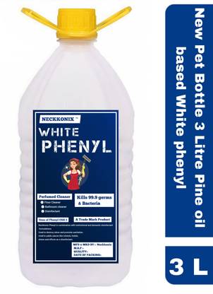 Neckkonix ™ White Phenyl Floor Cleaner Pine Oil based Disinfectant ( New 3 Litre Can ) Pine