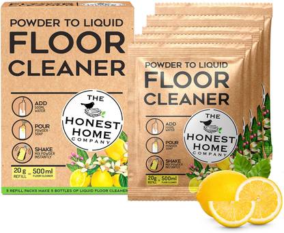 The Honest Home Company Floor Cleaner Powder-To-Liquid Sachets | Refill & Reduce Plastic Lemon