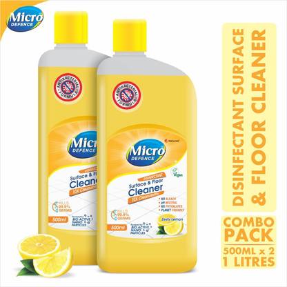 MicroDefence Disinfectant Floor,Kitchen,Surface,Wood Cleaner|Kills 99.9% Germ|Safe for Kids Lemon