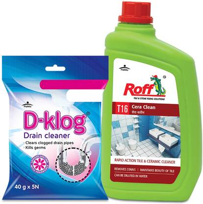 Pidilite Roff Cera Clean (1 Ltr) + D-Klog Drain Cleaner 200gm Combo Pack Standard
