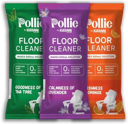 Pollie Floor Cleaner 3 Sachet Combo | Makes 1.5L Solution | Kills 99.9% Germs Lavender, Orange, Tea Tree