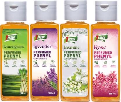 7Fresh Perfumed Phenyl Concentrate Liquid Combo Pack 400 ml (MAKES 10 TO 16 LITRE) LEMONGRASS+LAVENDER+JASMINE+ROSE