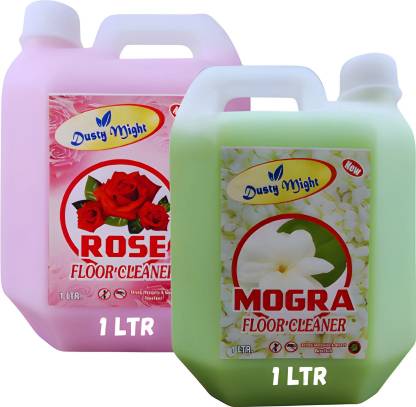 Dusty Might Floor Cleaner, Disinfectant Surface Cleaner(1L, Pack of 2) Rose and Mogra