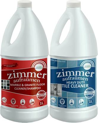 zimmer aufraumen Combo 1L Tile and Ceramic Cleaner + 1L of Marble Granite Cleaner. 1 Liter MAKES 5 Liters. 5X ULTRA THICK & CONCENTRATED. REGULAR