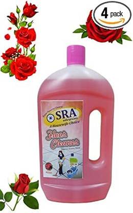 SRA Surface & Floor Cleaner With Rose Fragrance Liquid, Citrus - 1 Liter(pack_of_4) Rose