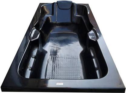 MADONNA Elegant 6 Feet Acrylic Fixed Bathtub (with Headrest) - Black Alcove Bathtub