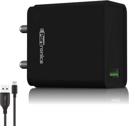 Portronics 18 W Quick Charge 3 A Wall Charger for Mobile with Detachable Cable
