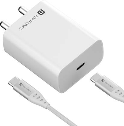 Portronics 25 W PPS 3 A Single Port Mobile Charger with Detachable Cable
