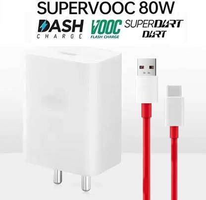 CLAT 80 W SuperVOOC 6 A Wall Charger for Mobile with Detachable Cable