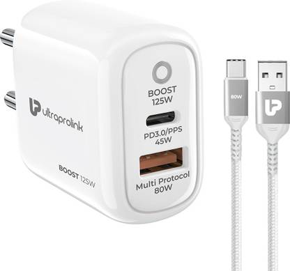Ultraprolink 125 W PD 3 A Dual Port Mobile Charger with Detachable Cable