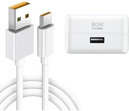 CLAT 80 W SuperVOOC 6 A Wall Charger for Mobile with Detachable Cable