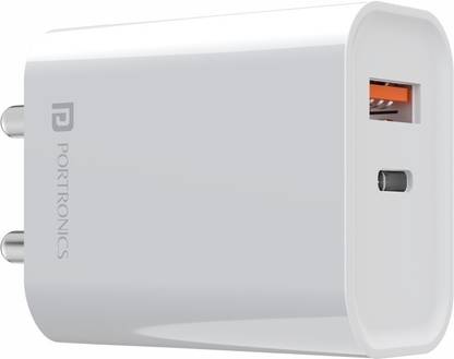 Portronics 20 W 3 A Wall Charger for Mobile