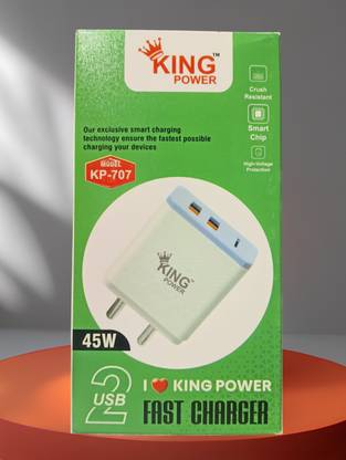 KING Power Wave Charge 5.4 A Multi-pin Wall Charger for Mobile with Detachable Cable