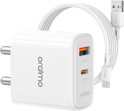 ORAIMO 25 W 3 A Wall Charger for Mobile with Detachable Cable