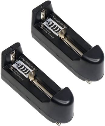 Adhvik 2 Pcs Li-Ion Single Battery Charger 18650/16340/14500/ 3.7v Rechargeable USB Adapter