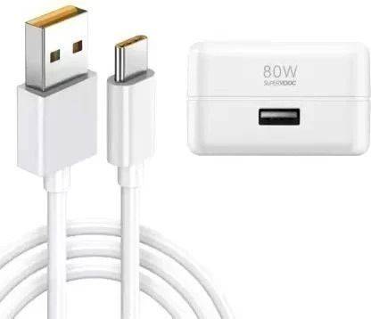 Pandaco 80 W SuperVOOC 6 A Wall Charger for Mobile with Detachable Cable